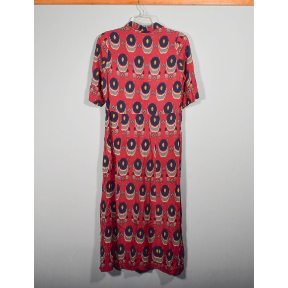 Bombay Paisley Burgundy Print Full Button Front Boho Maxi Shirt Dress Sz S - Picture 3 of 4